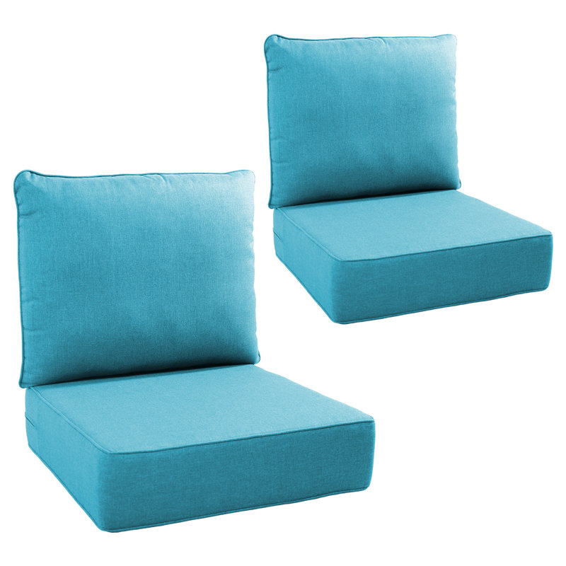 Allo 24"X22"X6" Patio Thick Cushions & Pillows Set - Deep Seat Indoor/Outdoor Water & Fade Resistant, 2, Pale Blue