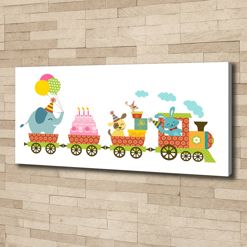 Cheerful Train - Wrapped Canvas Print