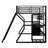 Full Size Metal Gaming Loft Bed With Built-In Work Station, Open Wardrobe, LED And Multiple Storage