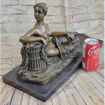 Ausonia Nude Female Figure Greek Roman Goddess Naked Girl Lounging Bronze Metal Statue Sculpture Decor