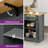 Portable Mobile Rolling Kitchen Island With Trash Can Storage Cabinet & Drop Leaf-1630601412