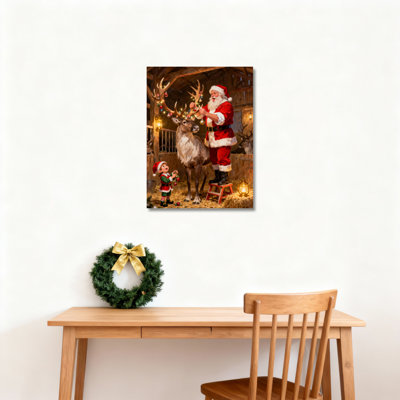 Père Noël renne sur toile