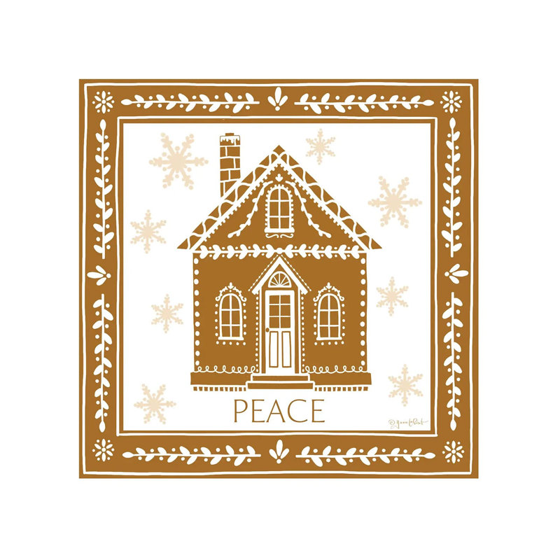 Maison de Noël en pain d'épice - reproduction d'art murale - toile tendue, H 26 po x l 26 po, Toile tendue, Ne s’applique pas