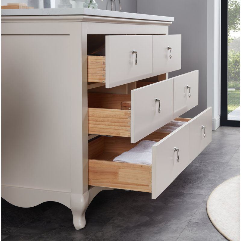 48" Solid Wood Single Bathroom Vanity with 1” Engineered Marble Top, Dreamy White
