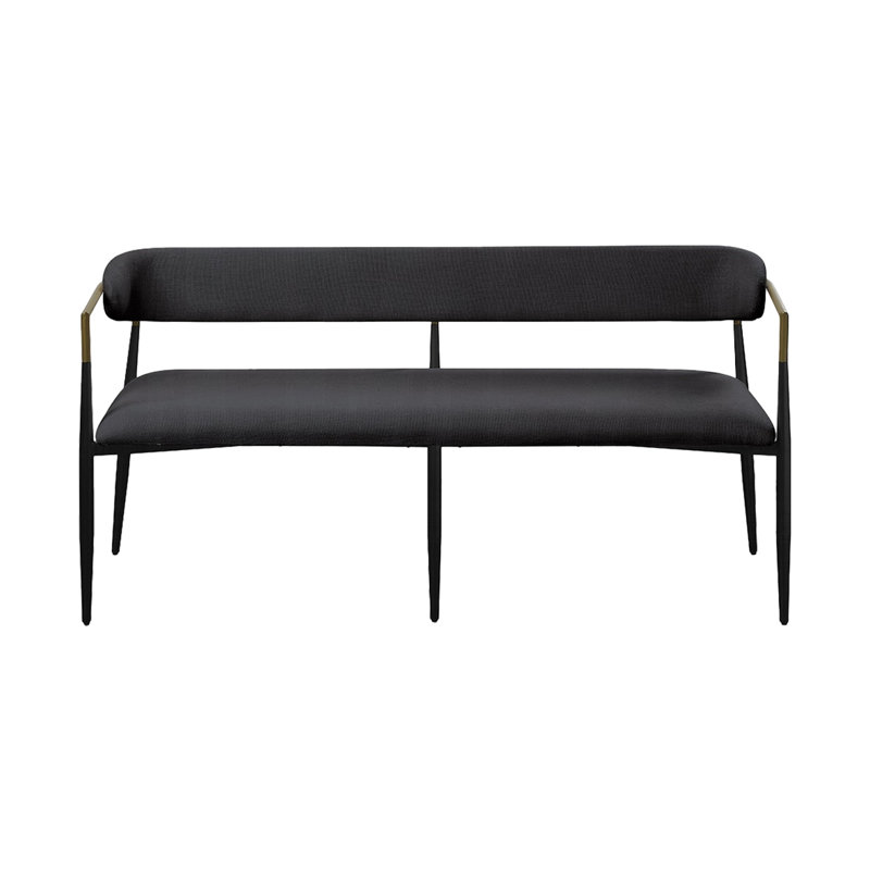 Banc en chenille noir, L 62,4 po x P 22,4 po
