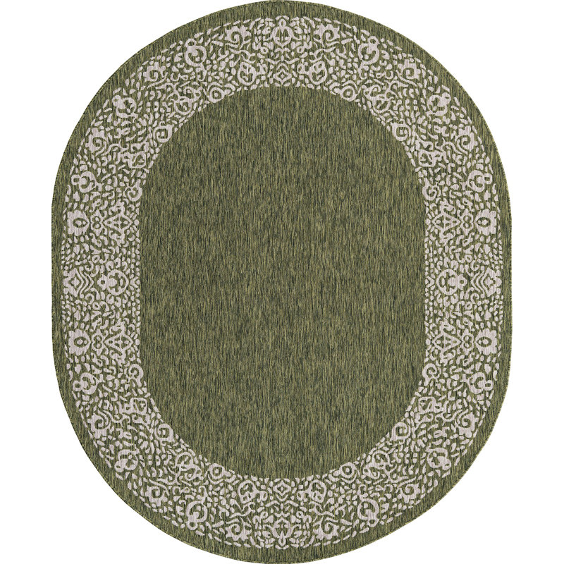 Outdoor Divine Area Rug Forest Color, Oval 7'10" x 10'