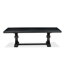 Cet ensemble de salle à manger 5 pièces Mid Century comprend une table de cuisine et 4 chaises de salle à manger en tissu de lin bleu avec dossier capitonné - Finition noire sablée-341960017-341960030-343921630