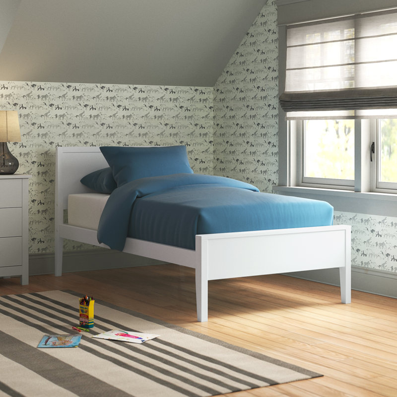 Aileana Solid Wood Panel Bed, Twin, White