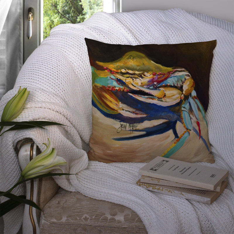 Coussin décoratif intérieur/extérieur crabe, H 18 po x l 18 po x P 5,5 po