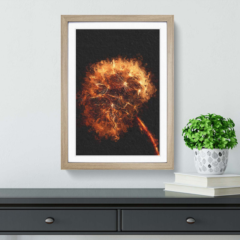 Dandelion Puff in Abstract - Picture Frame Painting Print, Oak Framed, 36cm H x 27cm W x 2cm D