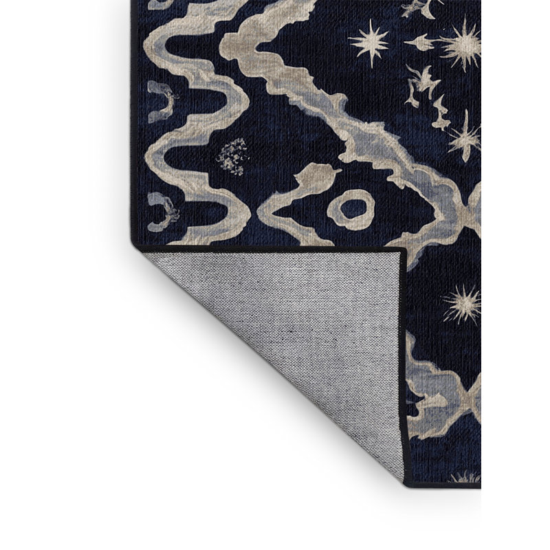 Machine Washable Gray Area Rug, Square 7'