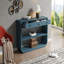 Console moderne, 3 tiroirs, 2 tablettes pour hall d'entrée - bleu