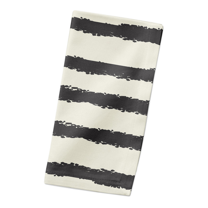Cotton Striped Square Napkin, Cream/Black
