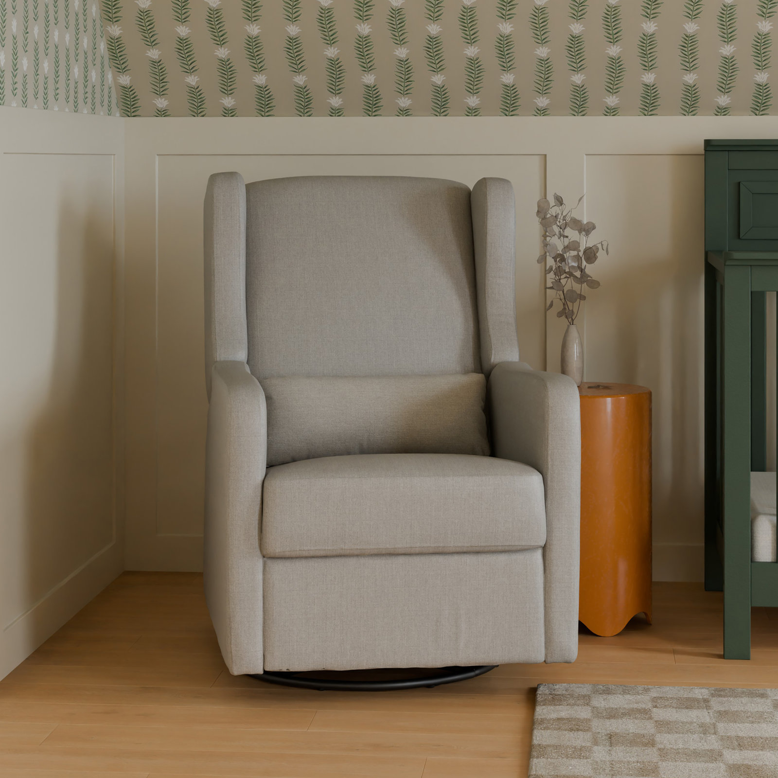 Arlo Linen Swivel Glider, Performance Gray Polyester Blend