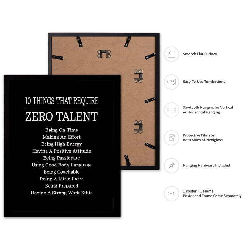 10 Things That Require Zero Talent, Black Framed, Poster, 18"H x 24"W