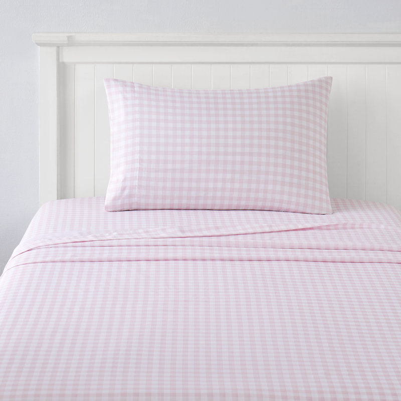 Ensemble de draps en microfibre pour enfants, Rose guingan, Double