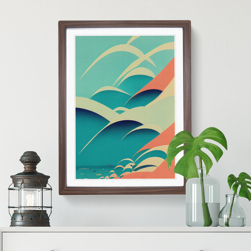 XV1022-3072X Ocean Wave Pop No.1 - Single Picture Frame Print, 46cm H x 34cm W x 2cm D, Walnut 