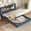 Ottoman Bed with Hydraulic Storage, Charging Station & Led Lights, Upholstered Platform Bed Frame with Storage Headboard, Sturdy Wood Slats-1376777359-1376777357