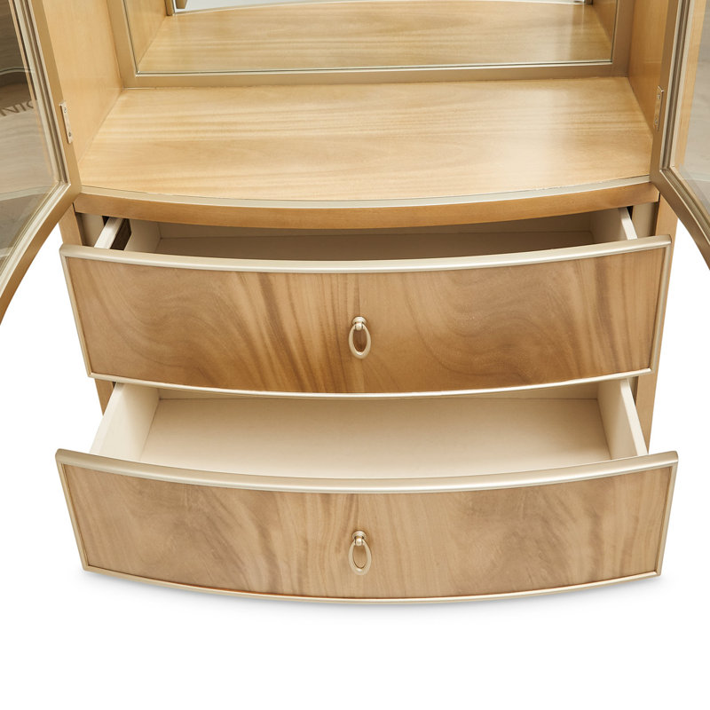 Villa Cherie Display Cabinet with LED Lighting, Caramel