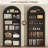 75.8" Farmhouse Arched Bookcase, 6-Tier Wooden Storage Organizer, Open Display and Storage Rack-1133838596