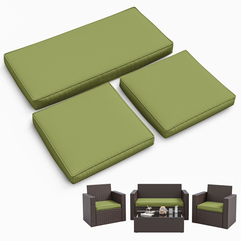 3-Piece Outdoor Seat Cushion Set, Light  Green