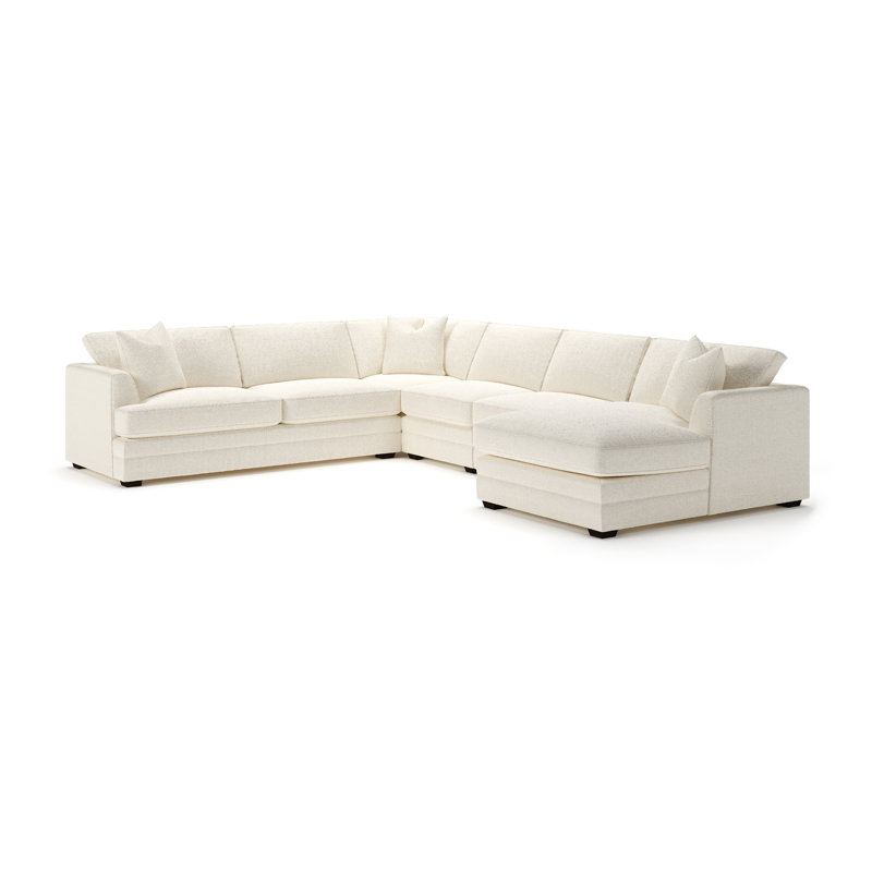 Canapé modulaire 5 pièces Edan, Orienté à droite, Tissu performance bouclé Davis Pearl