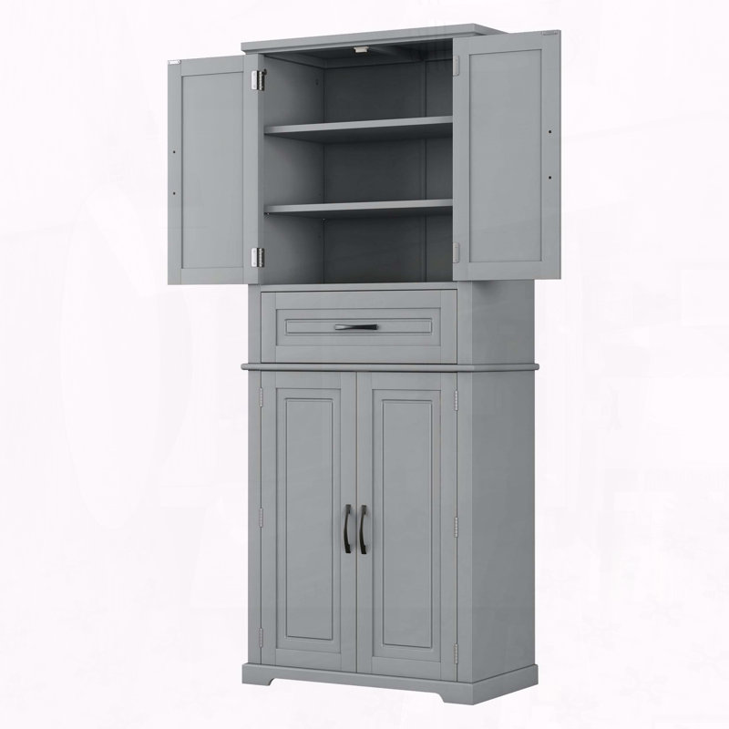72.5 Inch Tall Storage Cabinet with Multi-Functional Storage Space - Grey, Gray