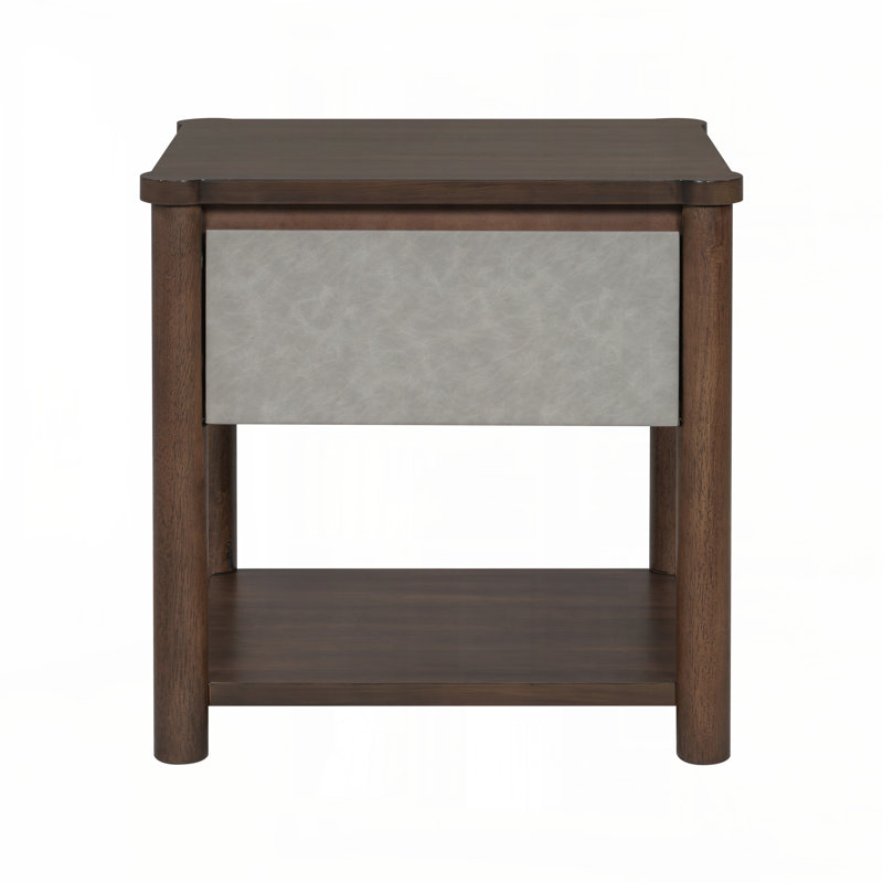 Table de chevet en bois Farmhouse, Light Grey/Walnut