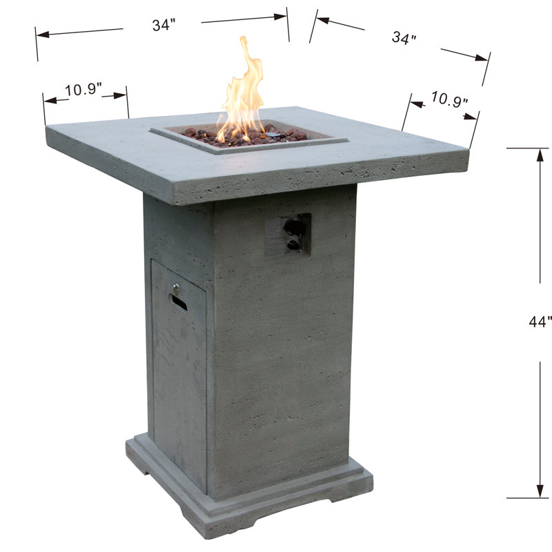 Square Concrete Propane Smokeless Fire Pit Table