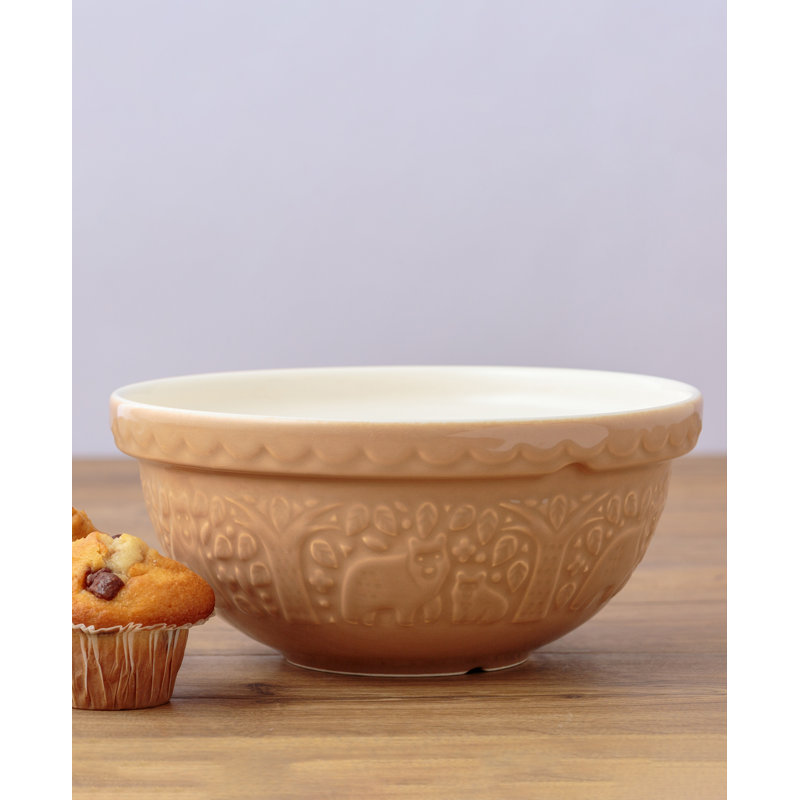 Rustic Embossed Ceramic Mixing Bowl Set in Multicolor