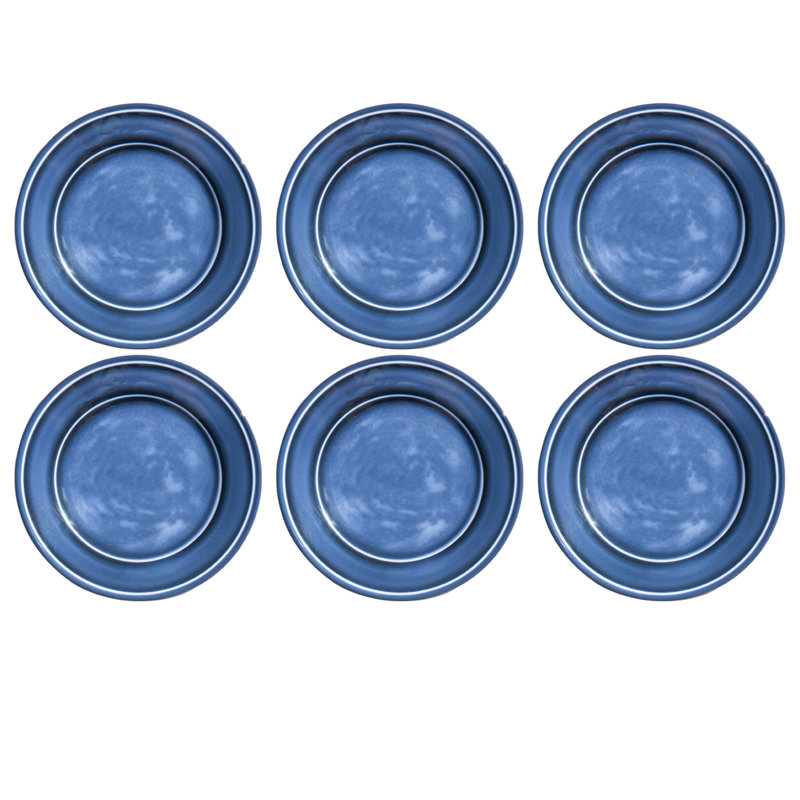 Madison 18 Piece Dinnerware set, 6 Dinner Plates, 6 Salad Plates, 6 Bowls, Microwave Safe, Dishwasher Safe, Durable - Blue & White Color