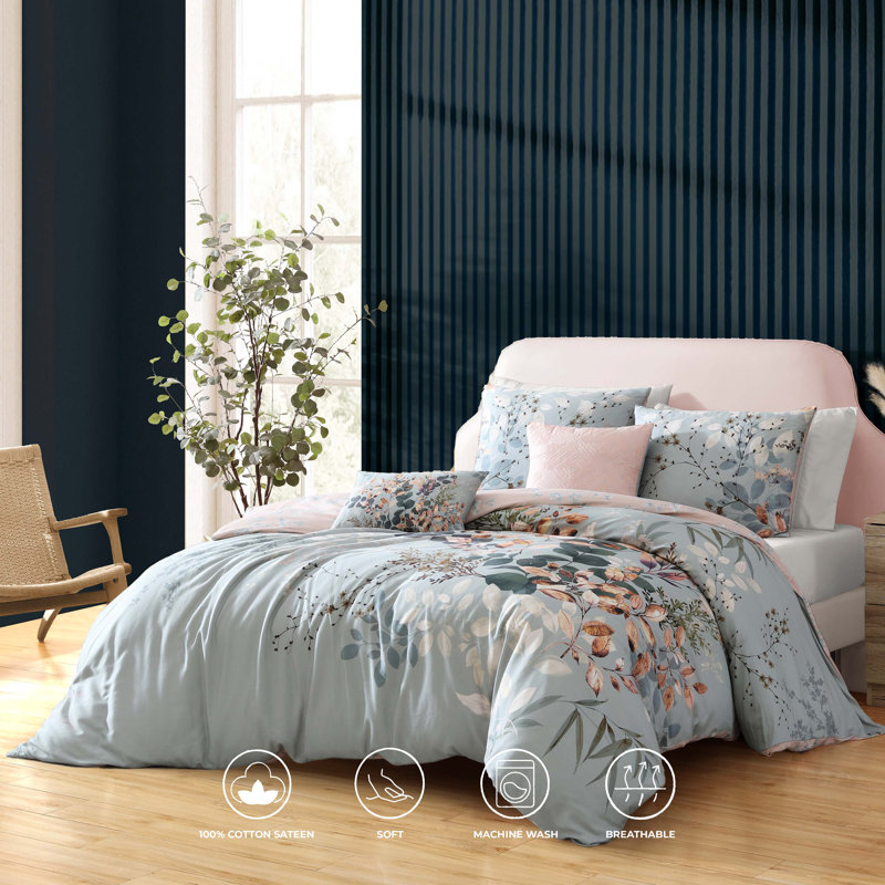 Ensemble d'édredon réversible 5 pièces Bebejan, Édredon grand, 2 taies décoratives et 2 coussins