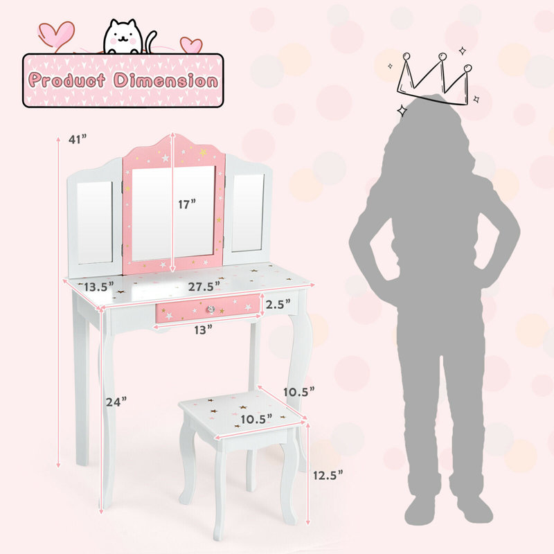 McMillan Kids Vanity Set with Mirror, White