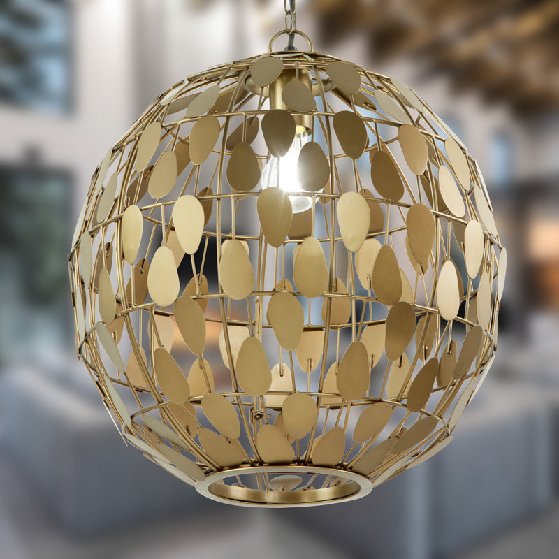16"W Amelia Glam Gold Globe Shade Pendant