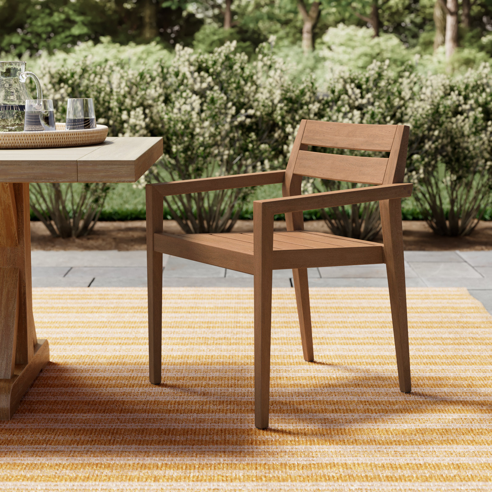 Kinsler Stackable Eucalyptus Patio Armchair, Brown