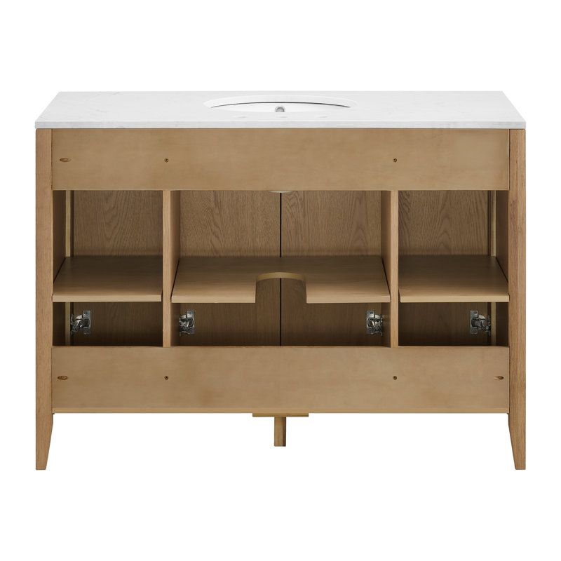 Benita 48" Rattan and Oak Bathroom Vanity