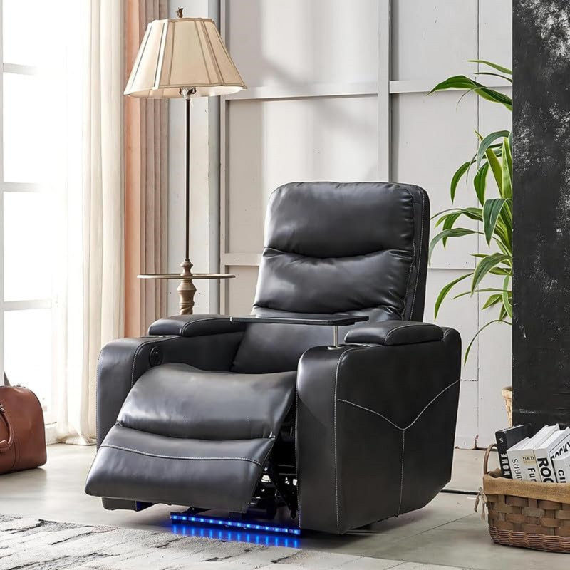 Fauteuil de cinéma inclinable Ventresca, Similicuir gris
