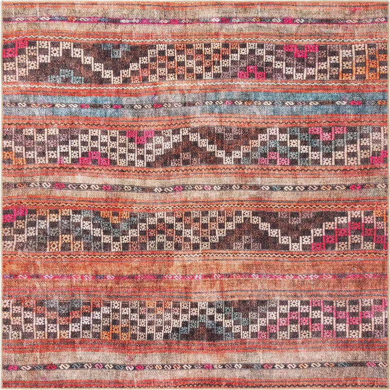 Chenille Geometric Indoor Rug, Square 7'6"