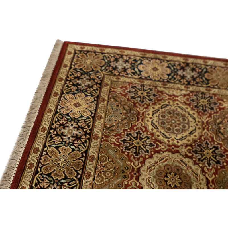 High-Quality Hand-Knotted Red And Black Area Rug