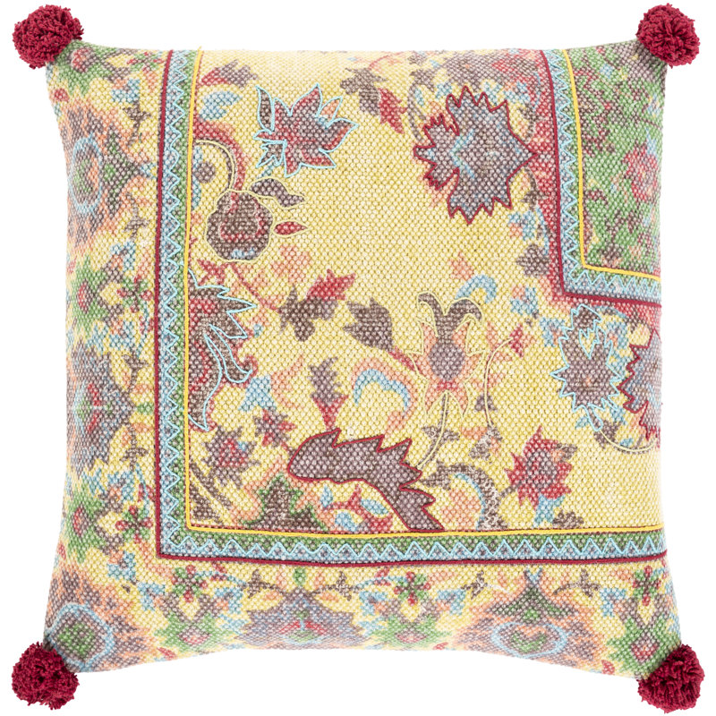 Cotton Floral 20'' Throw Pillow Cover
