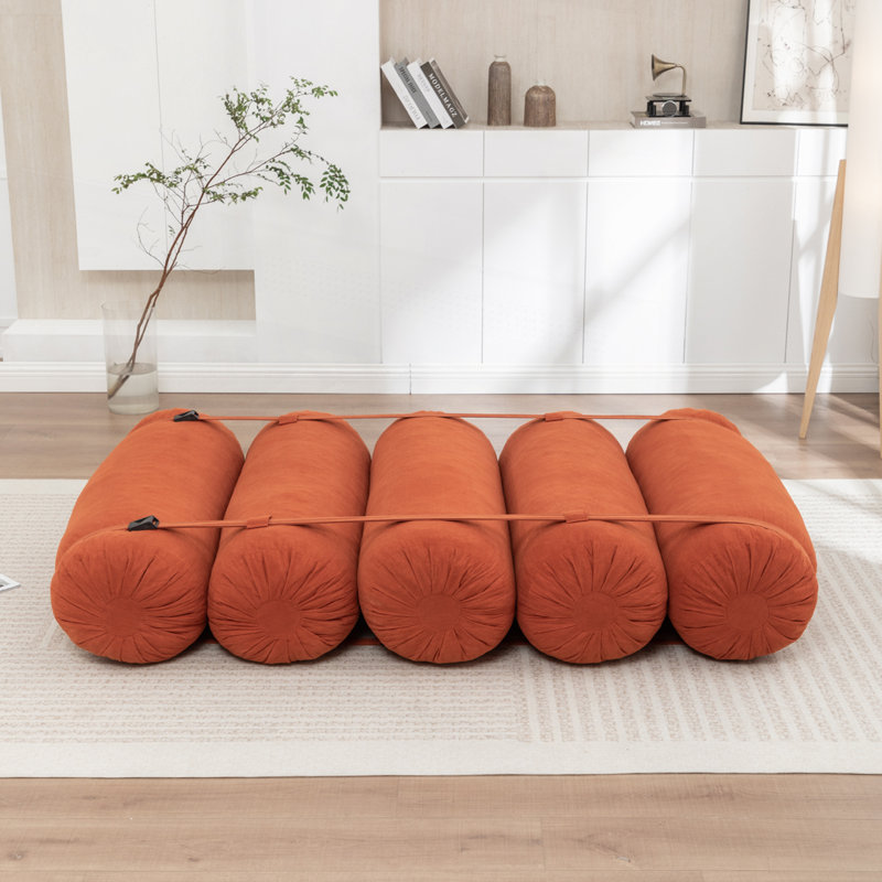 Chaise de plancher ajustable, canapé en velours côtelé avec sangles réglables, Orange
