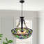 20" 5 - Lights Vintage Tiffany Stained Glass Chandelier Dimmable