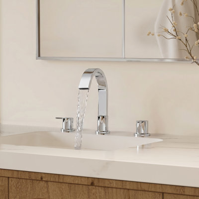 Widespread Bathroom Faucet 3 Hole, 2-Handle Bathroom Sink Faucet with Drain Assembly