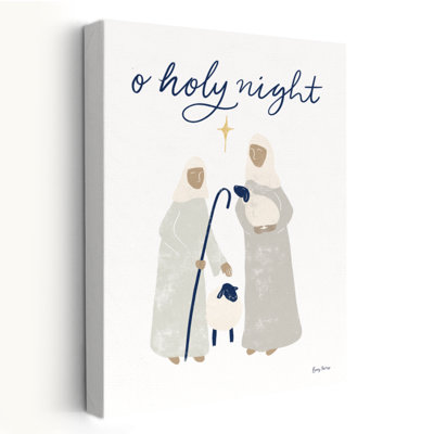 Nativity IV With Navy - Animals Blue Brown Christmas Art