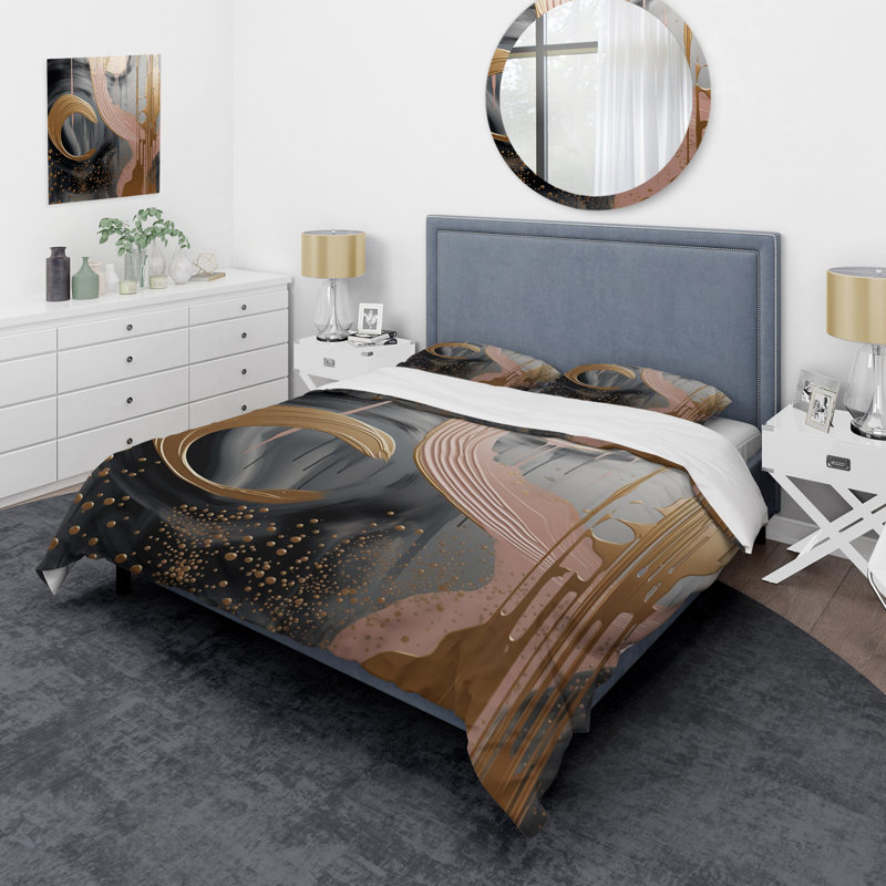 Ensemble de housse de couette Abstract Abstract, Housse de couette pour grand lit et 2 taies décor