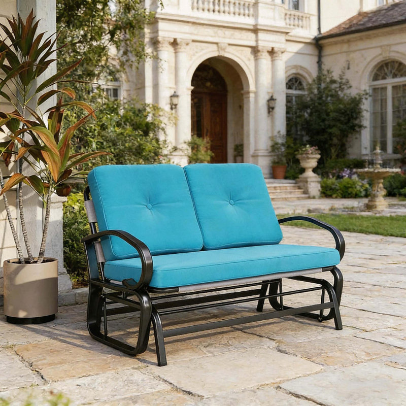 Banc d'extérieur pour 2 personnes avec filet respirant et coussins
