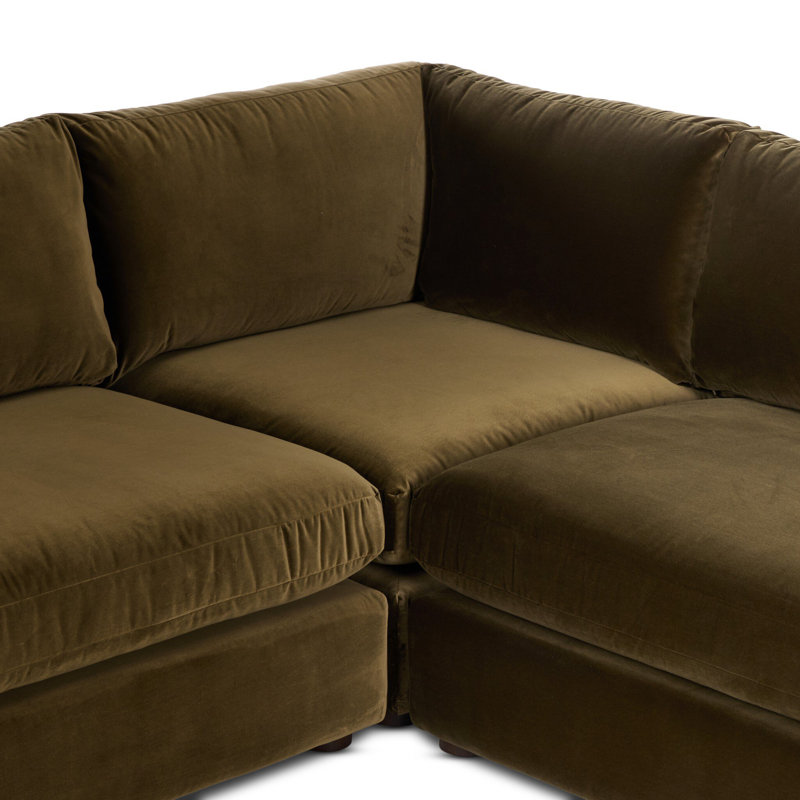 Yelena 3PC Sectional-Surrey Olive, Surrey Olive Performance Velvet