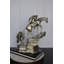 Statue en bronze au fini argenté pour homme avec deux chevaux de la collection Nifao - Taille: L 25 po x l 13 po x H 26 po.