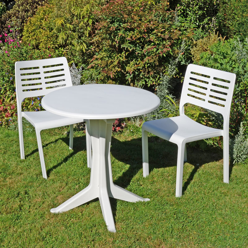 Rayville Bistro Table with 2  Chairs Garden Set, White