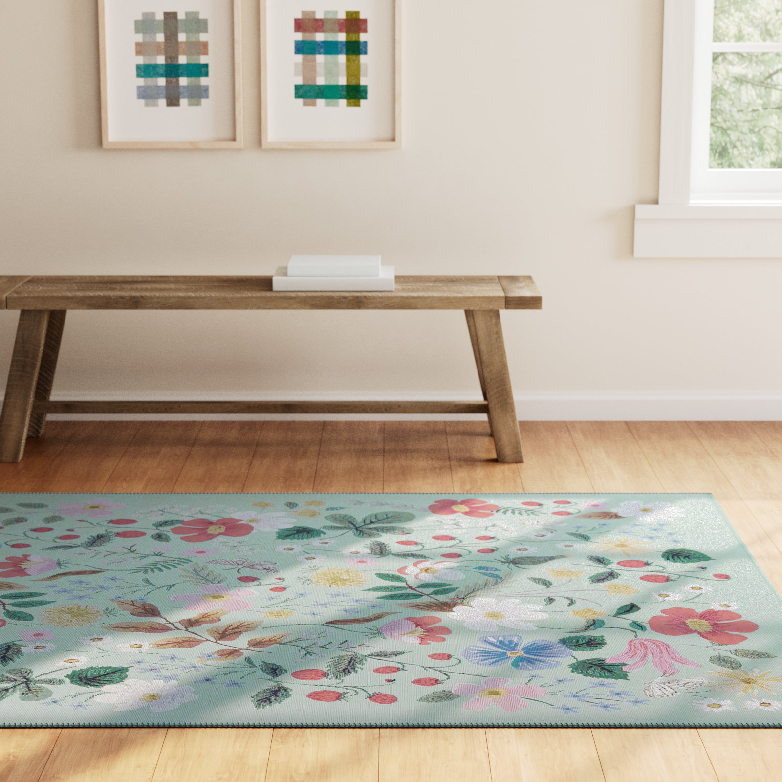 Rifle Paper Co. x Loloi Perennial Mint Outdoor Rug, Rectangle 2'5" x 5'6"